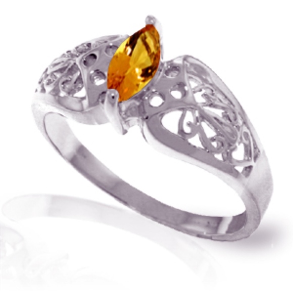 Galaxy Gold Products Jewelry - 14K. SOLID GOLD FILIGREE RING WITH NATURAL CITRINE